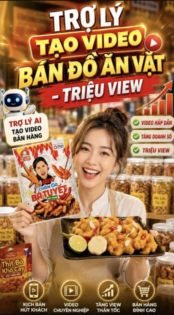 Trợ lý tạo video bán đồ ăn vặt